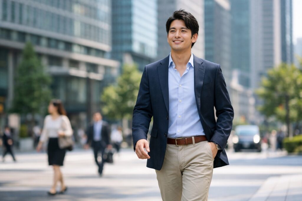 資格なしでも有利を象徴する若手男性のビジネスパーソンの写真
