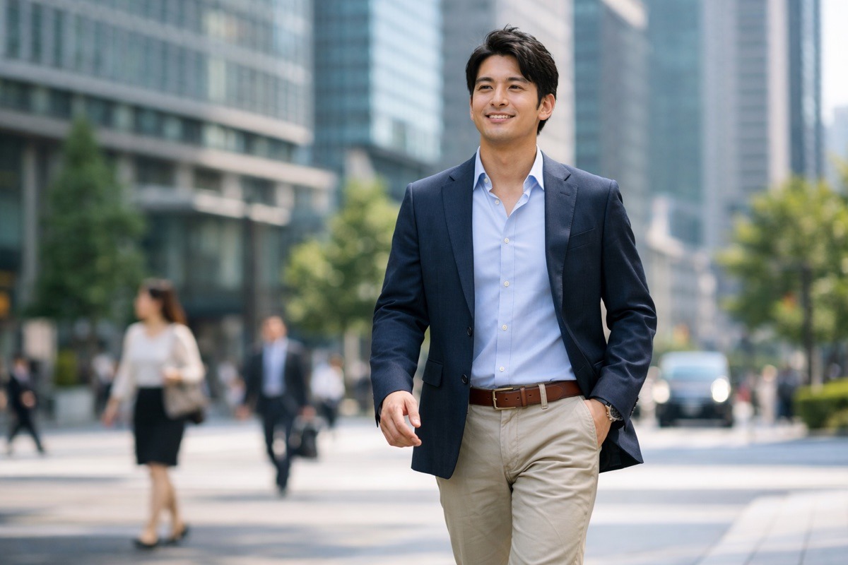 資格なしでも有利を象徴する若手男性のビジネスパーソンの写真