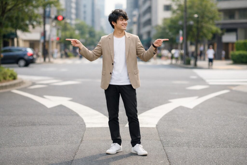 総合型と特化型を象徴する若手男性のビジネスパーソンの写真
