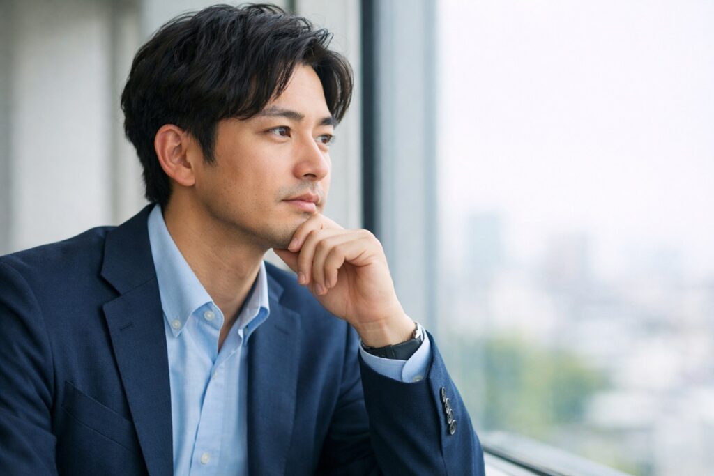市場価値を象徴する若手男性のビジネスパーソンの写真