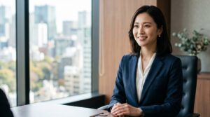 最終面接にのぞむ女性