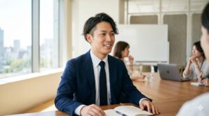 転職の年収交渉に落ち着いて臨む若手ビジネスパーソン