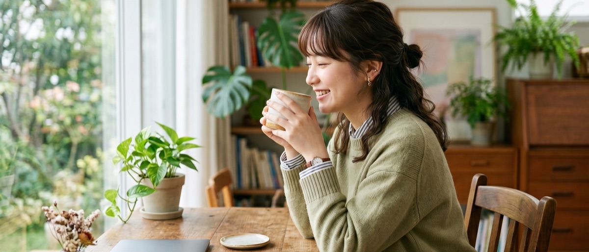 ワークライフバランスを考えながら穏やかに過ごすビジネスパーソン